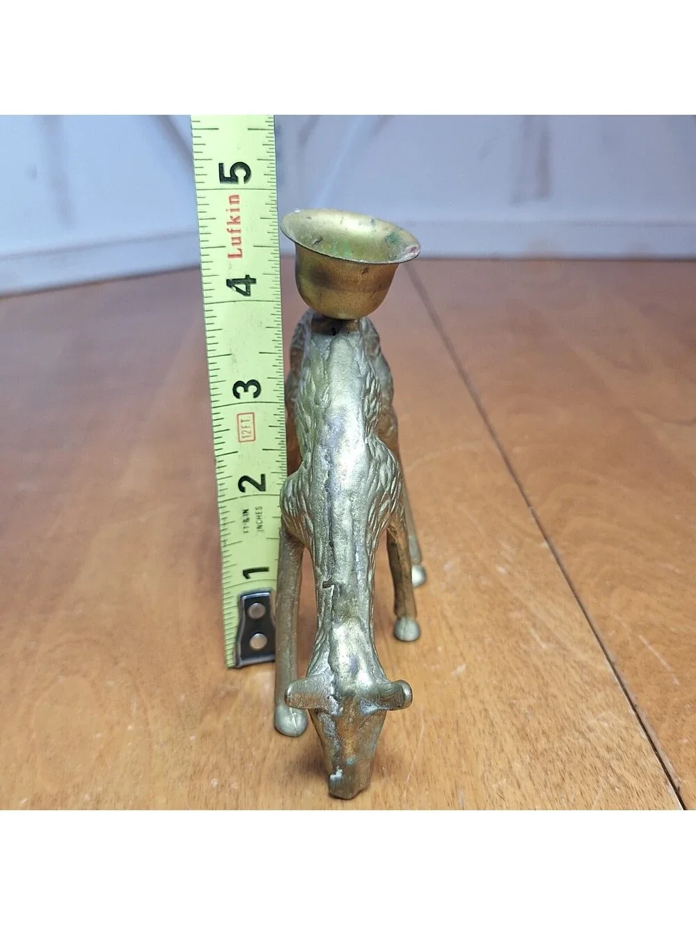 Vintage Brass Deer Candle Holder 4.75